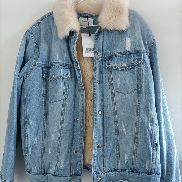 Ena Pelly Classic Denim / faux Fur jacket - Picture 2 of 5
